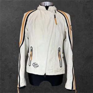 Harley Davidson Motorcycle Jacket Cream with Liner Biker Women's‎ size Small